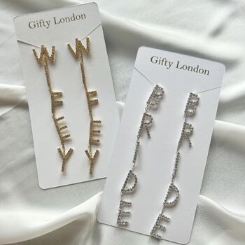 Wifey Silver Bride To Be Dangle Diamante Earrings, 4 of 5