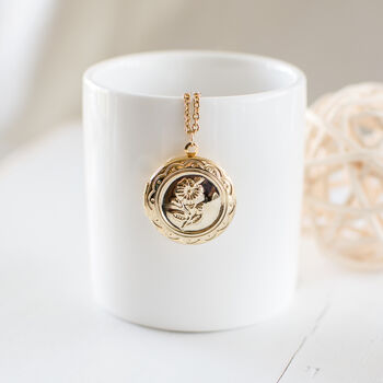 Gold Plated Floral Locket Necklace, 5 of 8