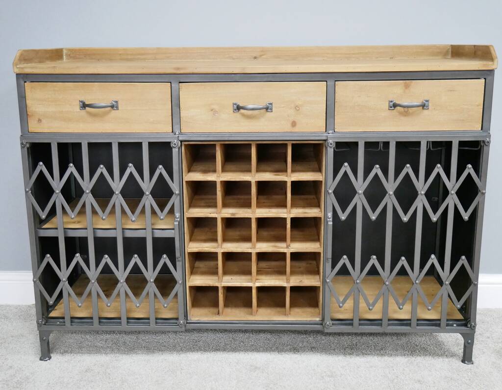Industrial Wooden Wine Cabinet, 1 of 3