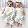 Personalised Twins White Cable Knit Pom Pom Blankets, thumbnail 1 of 9