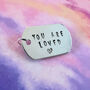 Hand Stamped Personalised Necklace Keyring You Are Loved Travel Gift, thumbnail 3 of 12