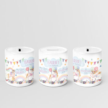 Personalised Unicorn Rainbows Ceramic Money Box, 3 of 6