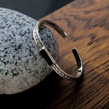 Maharani Men's Black Onyx Sterling Silver Cuff, 5 of 6