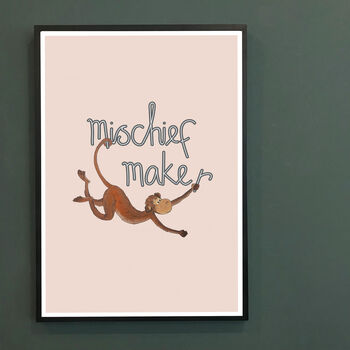 Kids Mischief Maker Cheeky Monkey Nursery Print, 4 of 7
