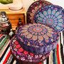 Peacock Print Large Bohemian Floor Meditation Cushion, thumbnail 1 of 8