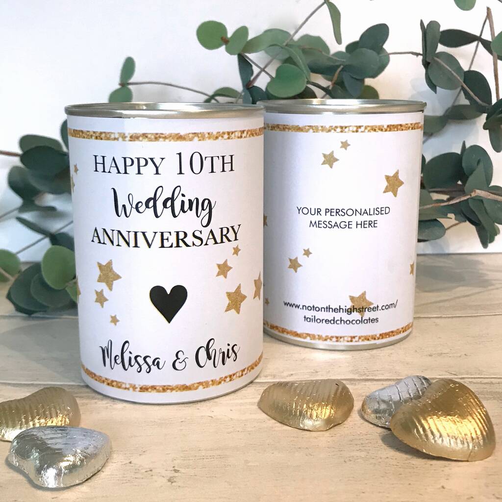 Tin Anniversary Gifts
 10th Wedding Anniversary Tin By Tailored Chocolates And