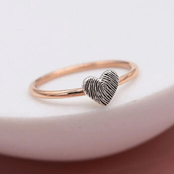 Slim Fingerprint Heart Ring, 2 of 6