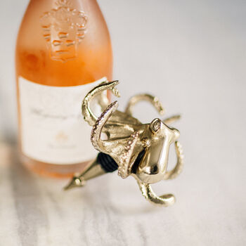 Octopus Bottle Stopper Gold Finish, 2 of 2