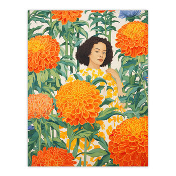 Marvellous Marigolds Orange Flowers Wall Art Print, 6 of 6