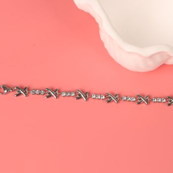 Gemma Xo Crystal Cross Choker Necklace In Silver, 7 of 7