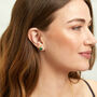 California Cushion Green Onyx Gold Plated Stud Earrings, thumbnail 2 of 4