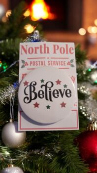 Christmas Polar Express Inspired Pinned Believe Badge, 3 of 4