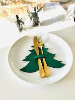 Scandi Christmas Tree Cutlery Holder Set Of Six, 5 of 5