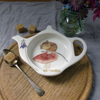 Mouse On Toadstool Bone China Teabag Tidy, 2 of 7