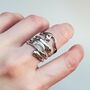 Silver Plated Adjustable Multi Line Wide Ring, thumbnail 1 of 7