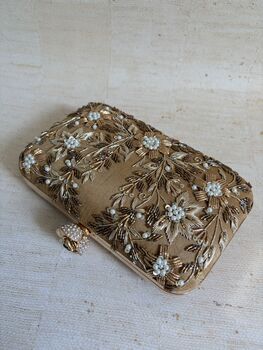 Gold Embroidered Rectangular Clutch Bag, 7 of 11