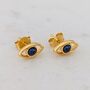 Evil Eye Stud Earrings Lapis Lazuli And Gold Vermeil, thumbnail 2 of 7