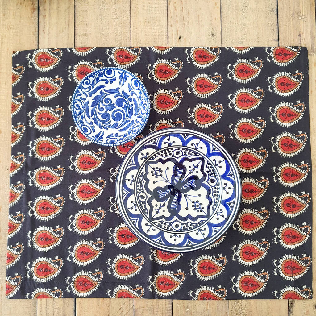 Set Of Two Placemats, Block Printed Handmade In India, 1 of 11