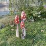 Set Of Three Wooden Red Mushrooms For Garden, thumbnail 2 of 10
