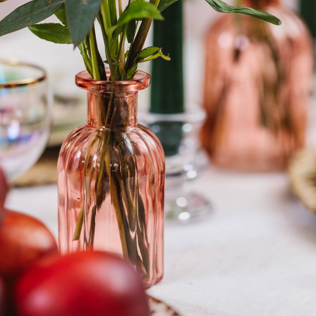 Vintage Pink Bud Vases Set Of Three By Truffle Tablescapes
