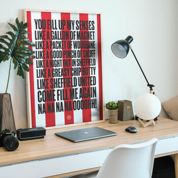 Sheffield United 'Chip Butty' Football Song Print, 2 of 3