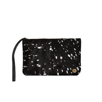Black And Silver Pony Hair Clutch Bag, 2 of 5