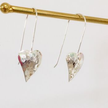 Sterling Silver Heart Drop Earrings, 2 of 3