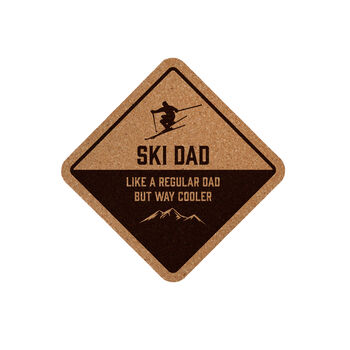Square Cork Coaster 'Ski Dad' | Homeware | Tableware | Ski | Skiing Accessory | Mountains, 2 of 2
