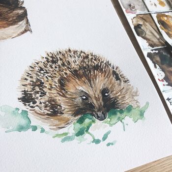 Personalised Woodland Animals Watercolour Print, 5 of 8