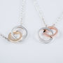 Rose Or Yellow Gold 9ct And Silver Unity Necklace, thumbnail 4 of 4