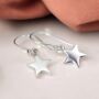 Sterling Silver Drop Earrings With Large Star Charms, thumbnail 1 of 7