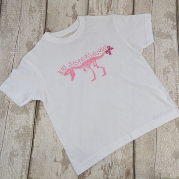 'Big Sistersaurus' New Baby Announcement T Shirt, 3 of 6