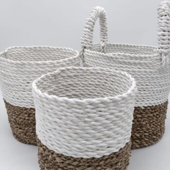 Seagrass Basket Set Natural And White, 3 of 5