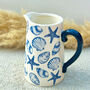 Blue Ceramic Jug With Seashell Design, thumbnail 1 of 5