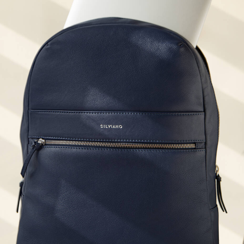 Goswell Leather Backpack Blue, 1 of 4