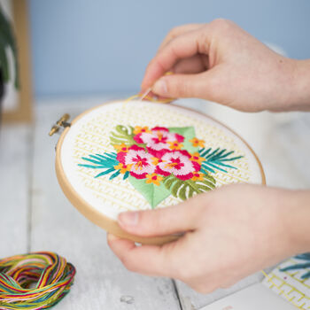 Tropical Flowers Embroidery Kit, 2 of 8