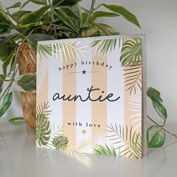 Palm Leaf Auntie Birthday Card, 2 of 3