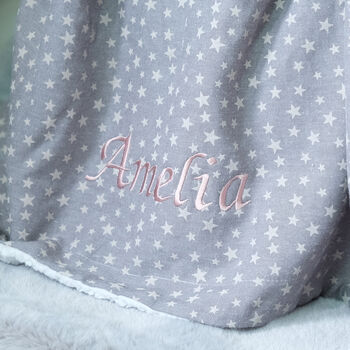 Personalised Star Grey Baby Blanket, 2 of 6