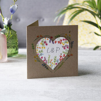 Personalised Anniversary Wildflower Seed Heart Card, 5 of 6