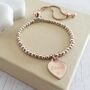 Silver And Rose Gold Ball Slider Bracelet Engraved Charm, thumbnail 1 of 9