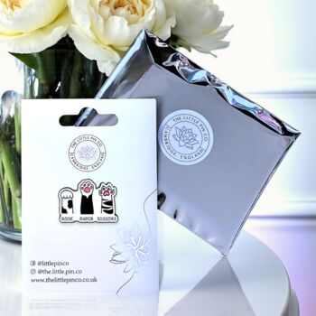 Rock Paper Scissors Cat Paws Enamel Pin, Gifts For Cat Lovers, 2 of 8