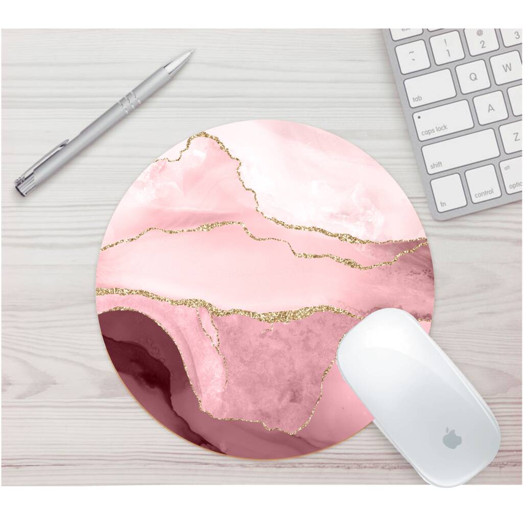 Personalised Blush Pink Marble Mouse Mat, 1 of 11