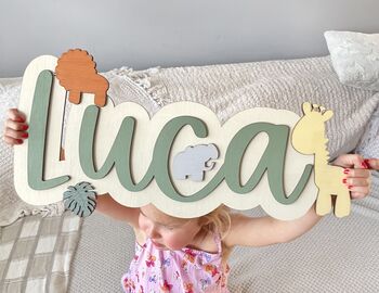 Large Wooden Name Sign For Kids Bedroom Personalised, 5 of 12