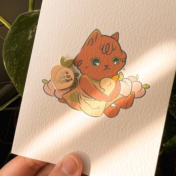 Love You To Peaches Enamel Pin Greeting Card, 2 of 6