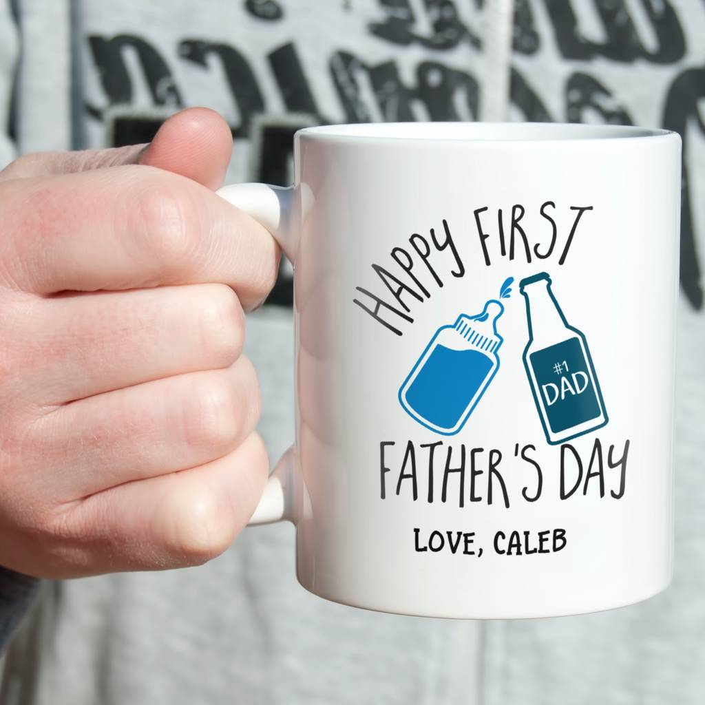Personalised 'First Father's Day' Typography Mug, 1 of 2