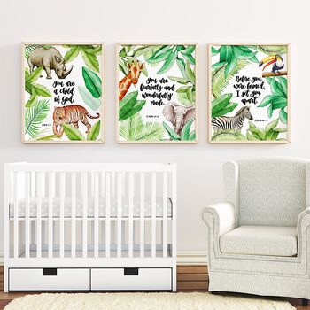 Bible Verse Jungle Nursery Print Set Of Three, 3 of 7