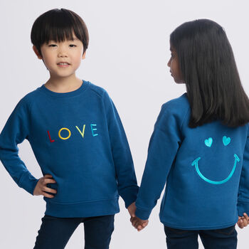 'Love' Embroidered Children's Organic Sweatshirt, 2 of 7