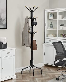 Coat Stand Metal Coat Rack With 12 Hooks Four Legs, 4 of 11