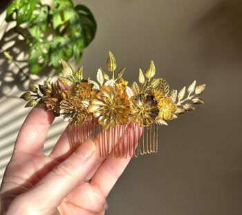 The Flora Veil Comb Leaf Flower Dramatic Hair Accessory Bridal, 3 of 8