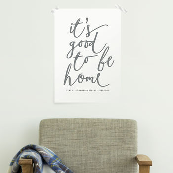 'It's Good To Be Home' Housewarming Personalised Print By PaperPaper